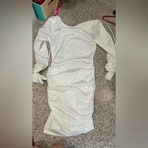 Elegant White Polka Dot Dress